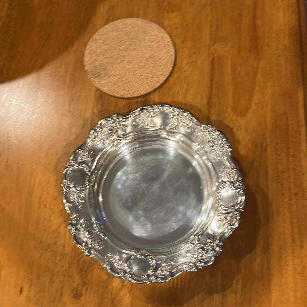 Towle Silver Co. “Roses” Repousse OLD MASTER embossed round wine coaster